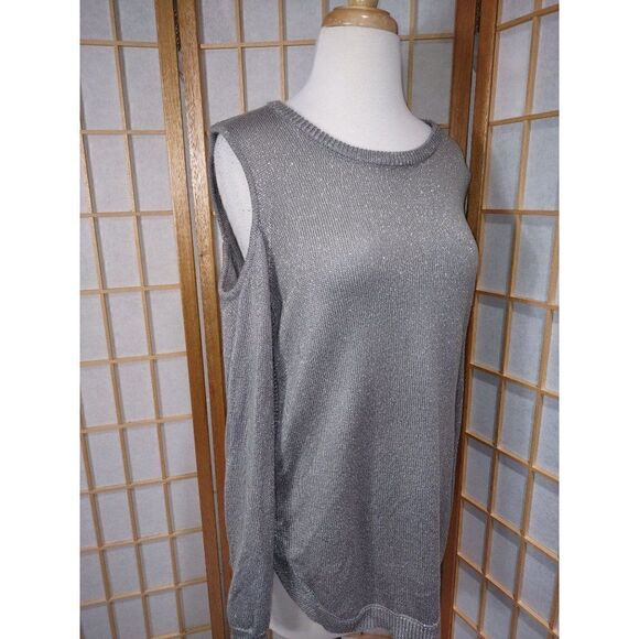 Soho St. Med Silver Cold Shoulder Sweater - Picture 11 of 13